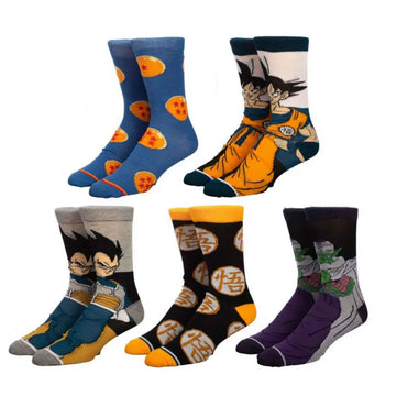 Dragon Ball Z Character and Symbol Men's Crew Socks 5 pc Set - BUCKET POPCORN